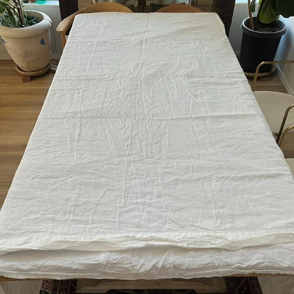 IKEA White Linen Duvet Cover Ties Closure 81" x 90"